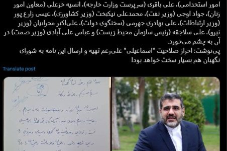 اقدام عجیب برخی از اعضای هیات دولت؛ 11 عضو کابینه درباره وزیر ارشاد به شورای نگهبان نامه نوشتند+جزئیات